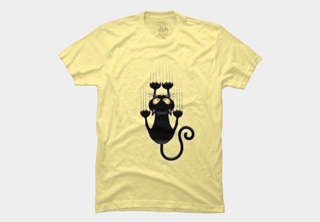 Fun Black Cat Cartoon Scratching Wall T Shirt By BluedarkArt Design By Humans