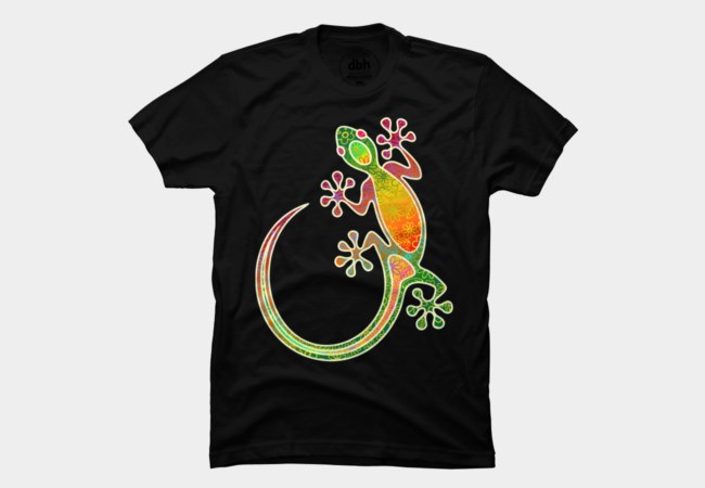 Gecko Floral Tribal Art T Shirt By BluedarkArt Design By Humans