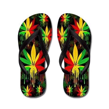 Marijuana Leaf Rasta Colors Dripping Paint Flip Fl by Bluedarkartgifts