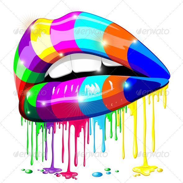 Sensual Lips Psychedelic Rainbow Glowing Paint | GraphicRiver