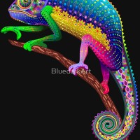 SOLD! Chameleon Fantasy Rainbow Colors  Classic T-Shirts | Design by BluedarkArt | Redbubble Shop 