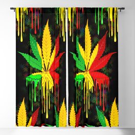 Marijuana Leaf Rasta Colors Dripping Paint Blackout Curtain