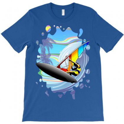Windsurfer On Ocean Waves T-shirt Designed By Thechameleonart