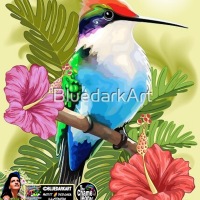 Hummingbird resting & Hibiscuses 🐦 NEW GIFT IDEAS
